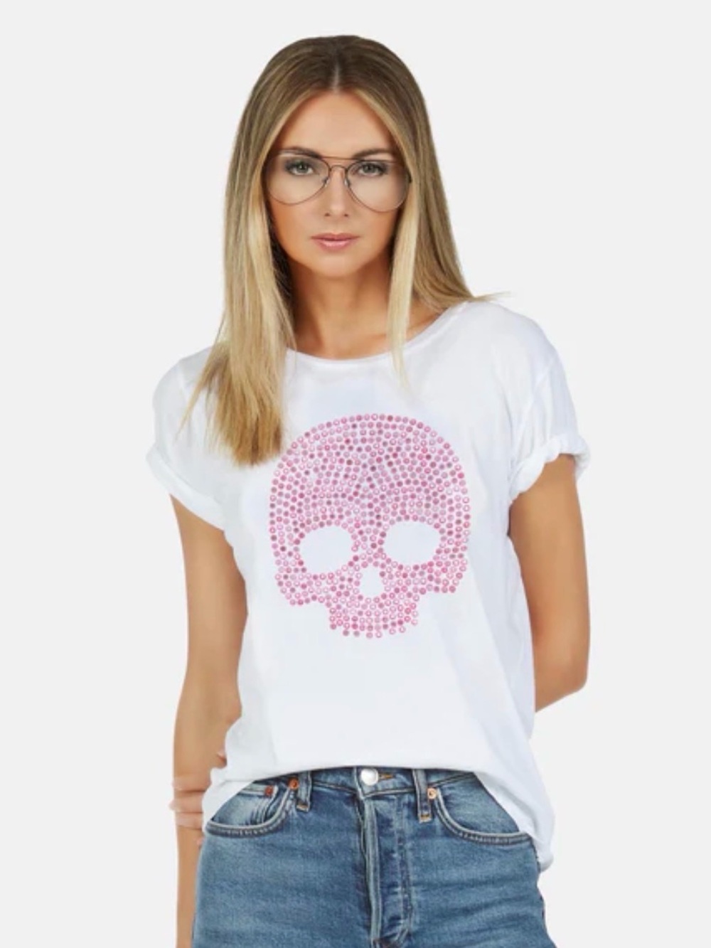 Lauren Moshi CROFT X PINK STUD SKULL size S